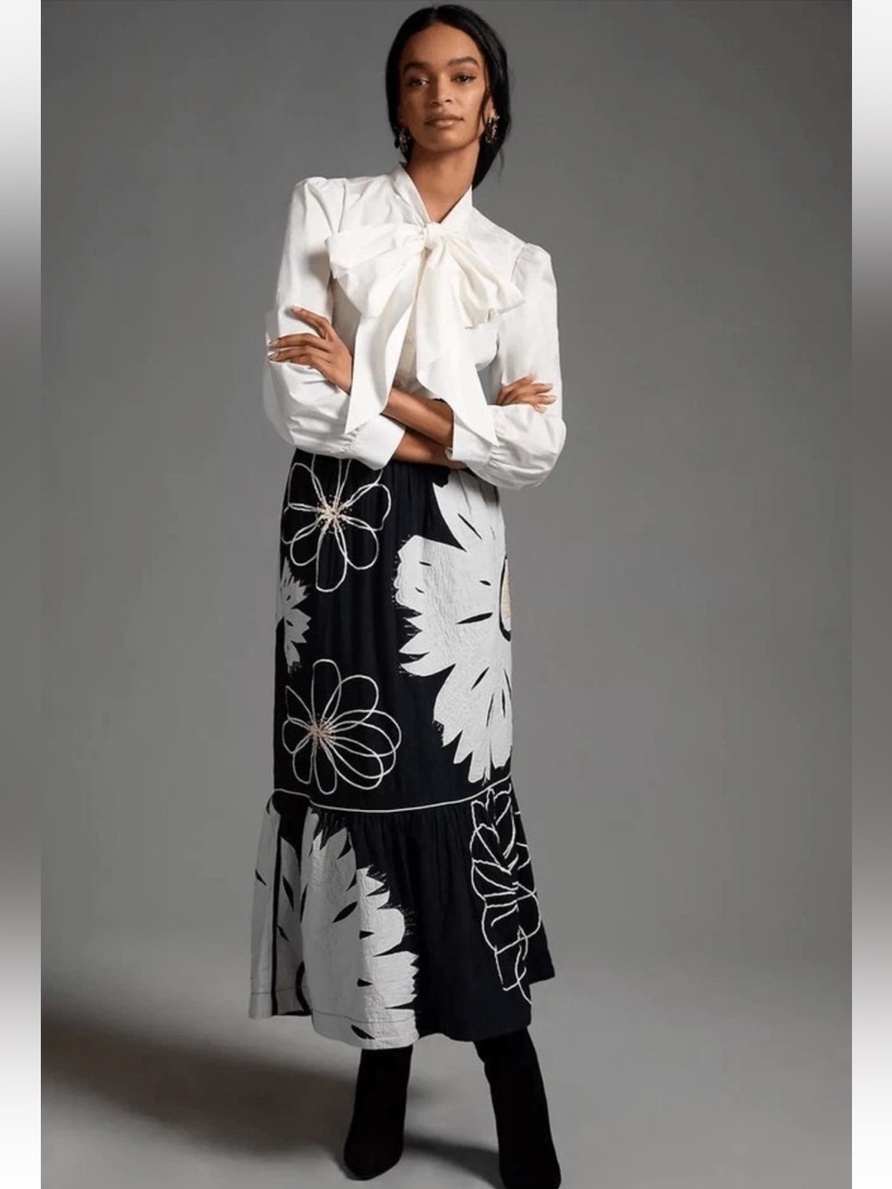Anthropologie Maeve Floral Tiered Maxi Skirt Medium BNWT